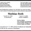 Roth Mathias 1924-2002 Todesanzeige